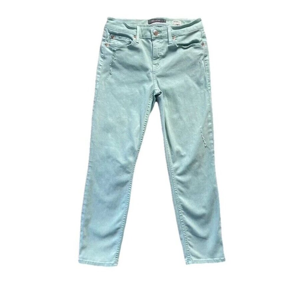 Level 99 Jeans‎ Women 27 Mint Green Good Mid Rise Lily Roll Up Crop Distressed